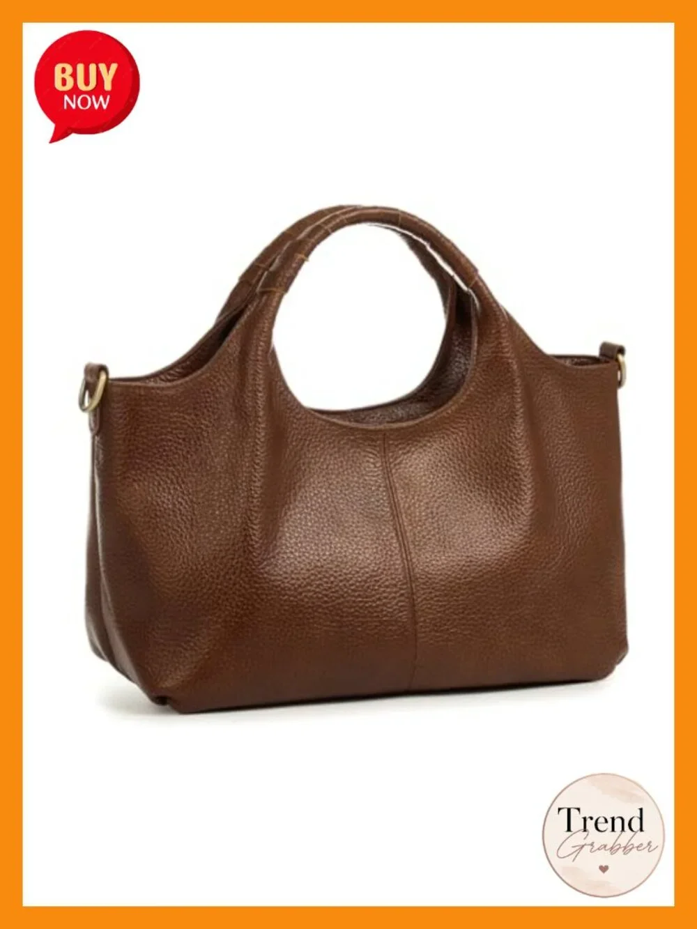 Genuine Leather Satchel Bag Women Top Handle Detachable Strap